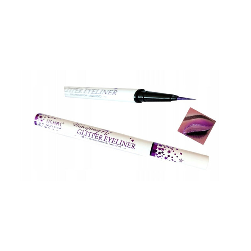 USHAS Eyeliner metaliczny glitter fiolet W Pisaku